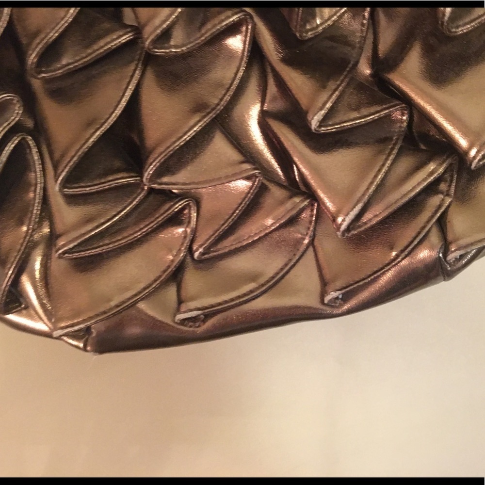 Front and Back Gold Ruffle Bag HandBag Purse - Picture 11 of 16